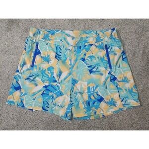 Columbia PFG Shorts Womens 1X 5 L Blue Floral Fishing Outdoors Drawstring Hike